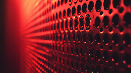 Poster - Abstract lo fi texture of perforated surface in vivid red light