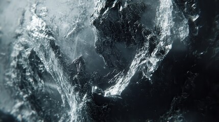 Poster - Abstract Ice Textures in Dark Background Creating Unique Patterns