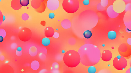 Poster - Vibrant polka dotted background with colorful chaotic spheres for artistic design