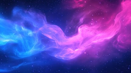 Poster - A vibrant cosmic swirl of blue and pink hues, reminiscent of a nebula, set against a starry background, evoking a sense of wonder and exploration.