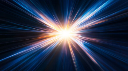 Poster - radiant light burst on black background for dynamic design