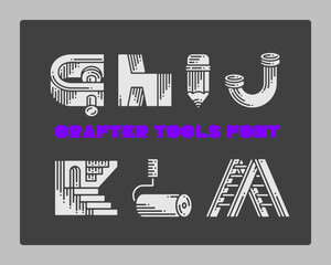 Leinwandbilder - Set of vector crafter tools made in a shape of letters. Graphic design symbol alphabet font.