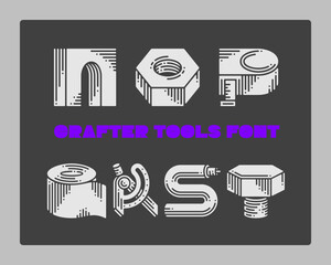 Leinwandbilder - Set of vector crafter tools made in a shape of letters. Graphic design symbol alphabet font.