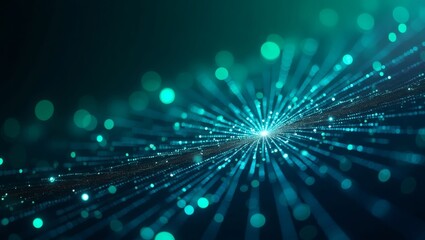 Poster - a digital abstract background with blue glowing lines and bokeh lights, suggesting connection and data flow