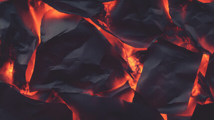 Poster - Fiery texture of burnt paper and red flames for artistic design