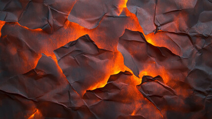 Poster - Fiery texture of burnt paper with luminous reflections for artistic design