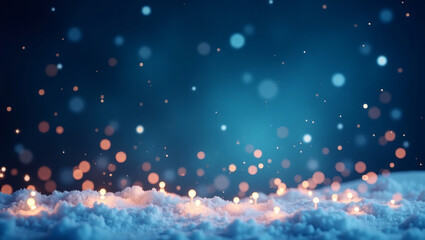 Poster - a magical winter scene with glowing lights and soft snow. The image evokes a sense of wonder and serenity, perfect for holiday-themed projects
