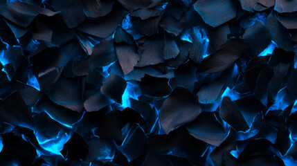Poster - Fiery texture of burnt paper and vibrant blue flames for artistic design