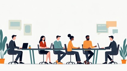 Poster - a diverse group of professionals engaged in a meeting, working collaboratively