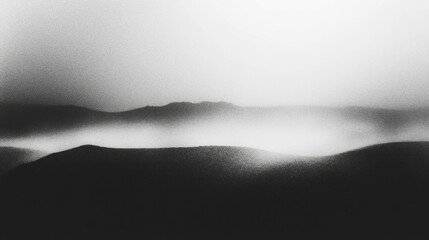Poster - Black and white desert texture with dust and haze: abstract landscape design