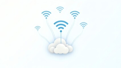 Poster - cloud computing concept with multiple wifi signal symbols