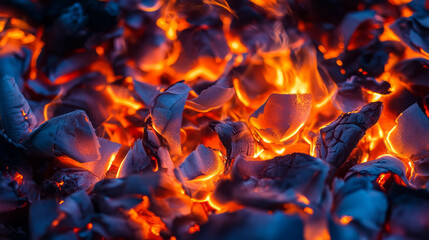 Poster - Abstract texture of smoldering paper with glowing embers - fiery chaos for creative design