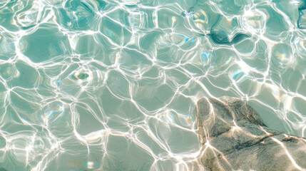 Poster - Tranquil water texture with rippling patterns and sunlit waves