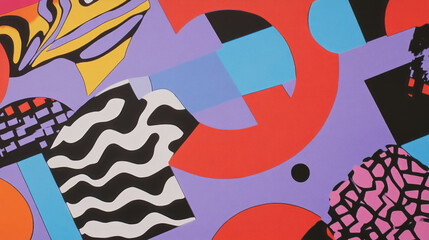 Poster - Retro y2k crt texture with vibrant geometric shapes and patterns for graphic design