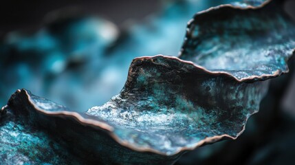 Poster - Detailed Textured Close-Up of Organic Metallic Sculptural Form