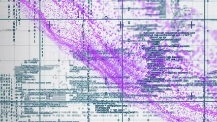 Poster - Creating complex pattern, purple data points and text scattered over grid animation