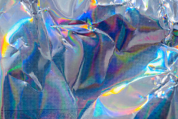 Canvas Print - holographic rainbow wrinkled foil iridescent texture abstract hologram background