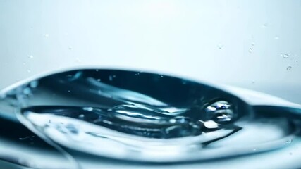 Poster - A splash of water with many small droplets is shown. The water is clear and the droplets are small, creating a beautiful and calming effect. The water appears to be coming from a faucet or a hose