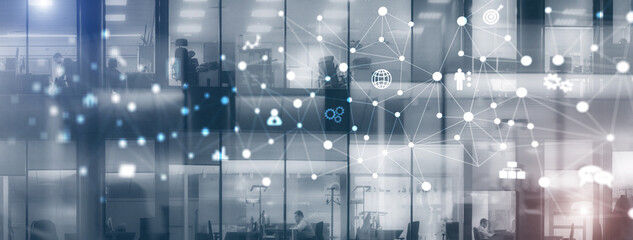 Wall Mural - planning or business organisation on a virtual dashboard. mixed media background