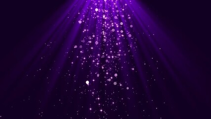 Wall Mural - abstract purple background with light flare, glowing and shiny stars and bokeh lights falling ,christmas and cosmetics and valentines motion design element	