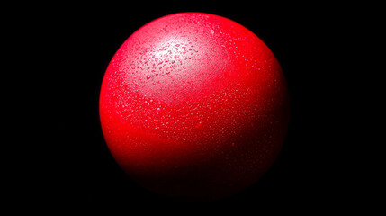 Poster - Bright red rubber ball with water droplets on black background
