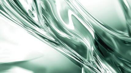 Poster - Smooth Abstract Wave Pattern in Soft Green Tones for Artistic Use
