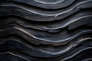 Fototapete - Dark Wood Wave Texture Background