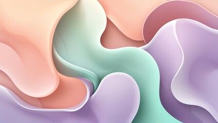 Wall Mural - abstract pastel waves: a serene digital art piece