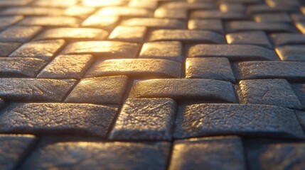 Poster - Textured Woven Surface with Warm Light Highlights and Shadows