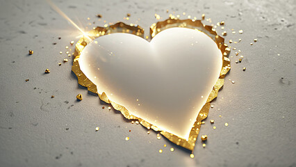 golden heart shape with shines and shine