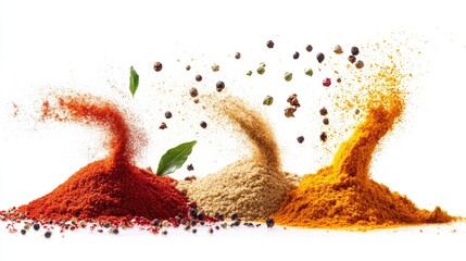 Poster - A group of various spices arranged on a white background