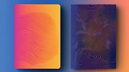 Aufkleber - Abstract Gradient Background with Line Wave Patterns and Textures