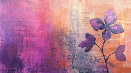 Aufkleber - Abstract Purple Flower with Textured Background in Warm Tones