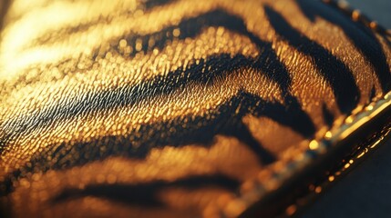 Poster - Close-Up of Glossy Tiger Stripe Pattern on Textured Leather Surface