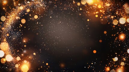 Poster - Sparkling Holiday Border Design for New Year Celebrations with Golden Shimmering Lights and Effects