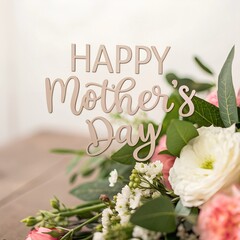 mother's day greeting card. vector banner with pink paper heart. symbol of love and calligraphy text