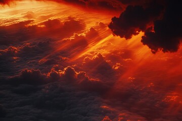 Wall Mural - Bright sunlight shining through fluffy white clouds
