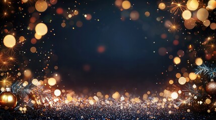 Poster - Festive Glittering Background for Holiday Celebrations with Sparkling Lights and Warm Accents