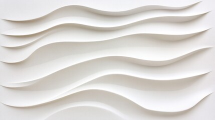 Poster - A white wall displays elegant, wavy patterns that create a sense of depth and movement in a contemporary interior setting
