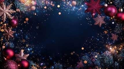 Poster - Sparkling Holiday Border Design Featuring Joyful Elements and Shimmering Accents for Festive Celebrations