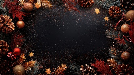 Poster - Vibrant Holiday Border Decoration with Sparkle and Joy for Celebrations, Featuring Rich Colors and Textures