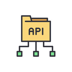Aufkleber - API folder colored icons, minimalist vector illustration ,simple transparent graphic element .Isolated on white background