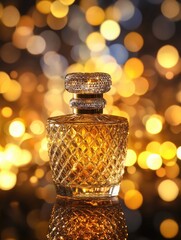 Poster - A bottle of perfume sitting on a table, perfect for use in interior design or advertising