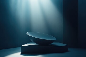 Poster - A white ceramic bowl sitting on a table, perfect for use in still life photography or as a prop in interior designs