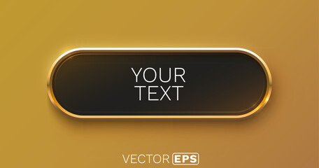 Wall Mural - Golden frame label, event bar button, gold signboard. Vector illustration