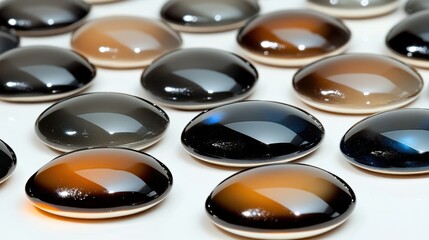 Poster - Smooth and Glossy Decorative Stones in a Variety of Shades from Brown to Black for Unique Designs