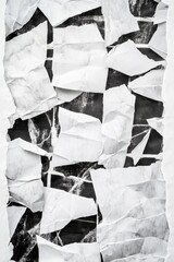 Poster - Close-up of torn paper fragments in black and white, can be used for creative projects or as a background texture