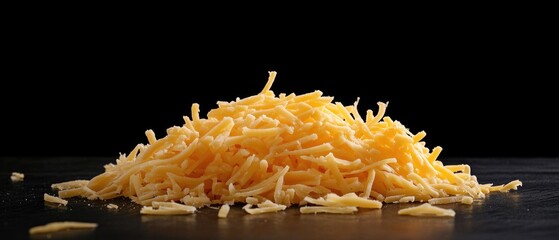 Poster - A pile of shredded cheese sitting on a table, great for food and photography concept images