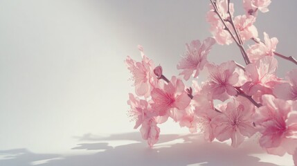 Poster - A close-up shot of a single pink flower on a white background