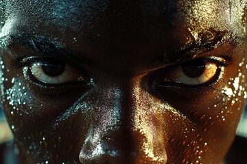 Poster - Close-up shot of a person with glitter on their face, ideal for party or celebration scenes